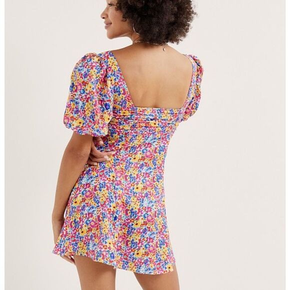 NEW For Love and Lemons Sasha Mini Dress Blue Dizzy Floral Size XS - Picture 4 of 10